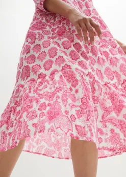 Vestido largo arrugado de algodón con bolsillos