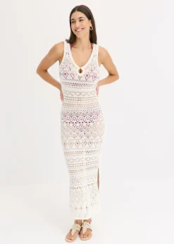 Vestido largo con aspecto de ganchillo