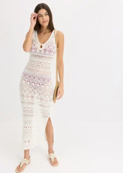 Vestido largo con aspecto de ganchillo