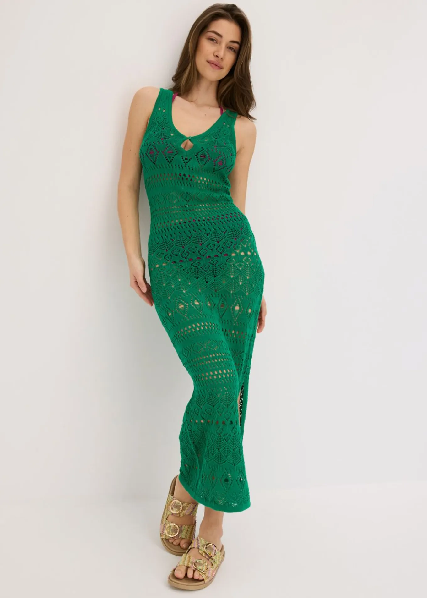 Vestido largo con aspecto de ganchillo