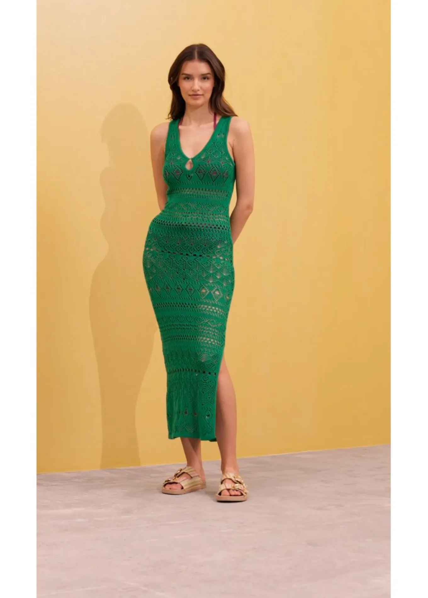 Vestido largo con aspecto de ganchillo