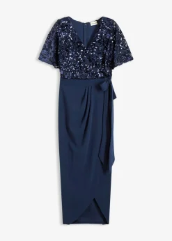 Vestido largo con bordado de lentejuelas