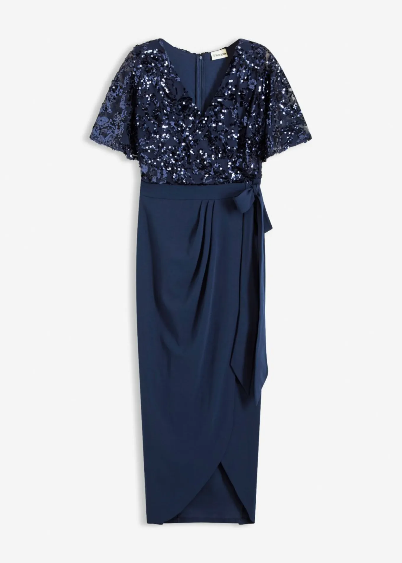 Vestido largo con bordado de lentejuelas