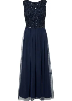 Vestido largo con bordado de lentejuelas