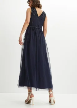 Vestido largo con bordado de lentejuelas