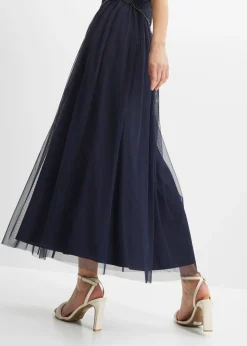 Vestido largo con bordado de lentejuelas