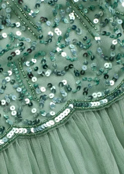 Vestido largo con bordado de lentejuelas