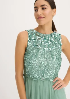 Vestido largo con bordado de lentejuelas