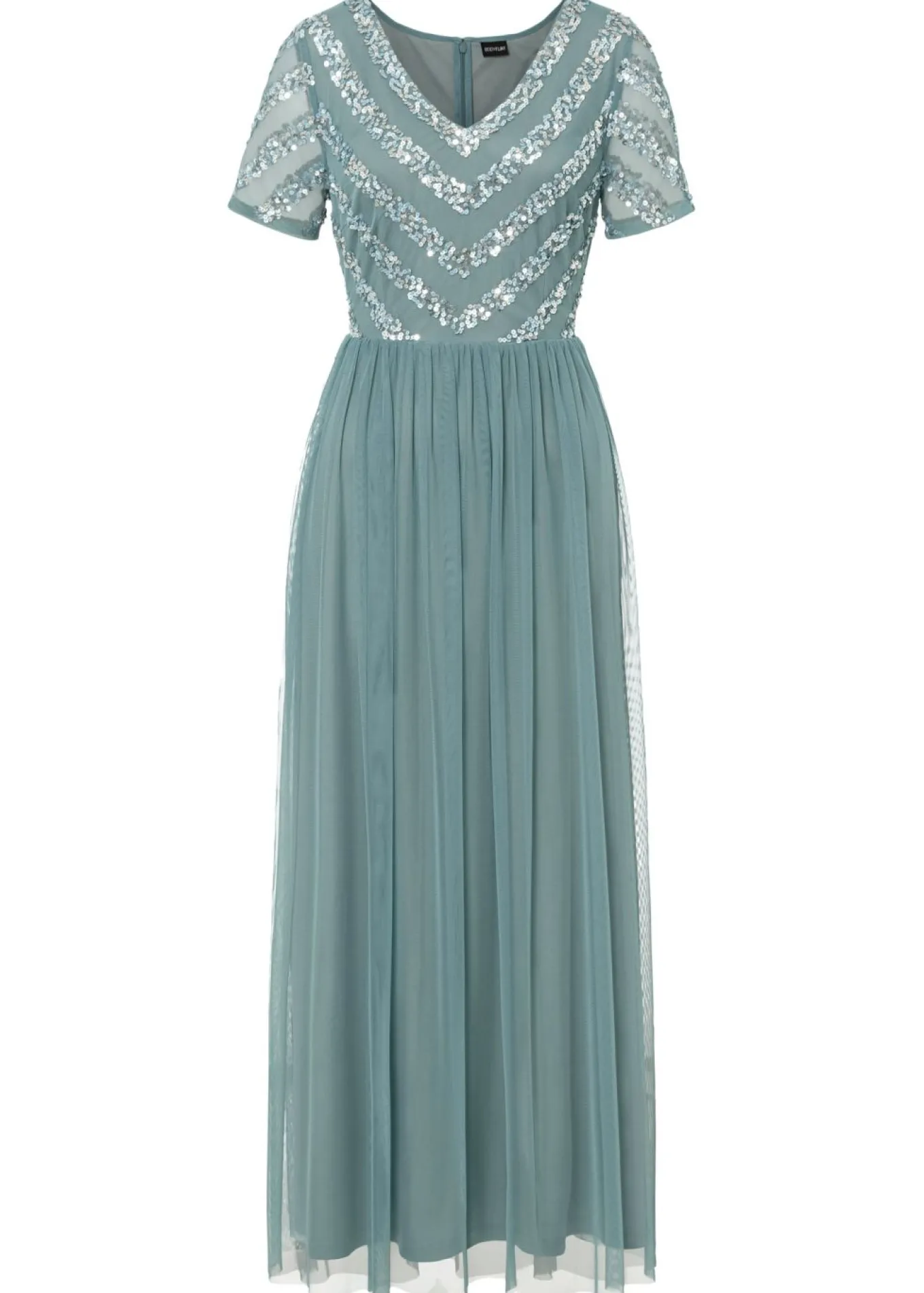 Vestido largo con bordado de lentejuelas