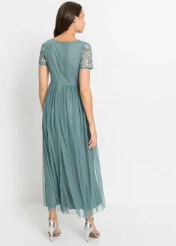 Vestido largo con bordado de lentejuelas