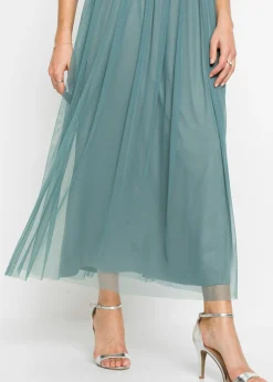 Vestido largo con bordado de lentejuelas