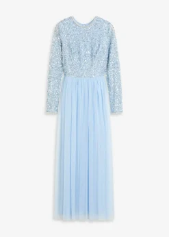 Vestido largo con bordado de lentejuelas
