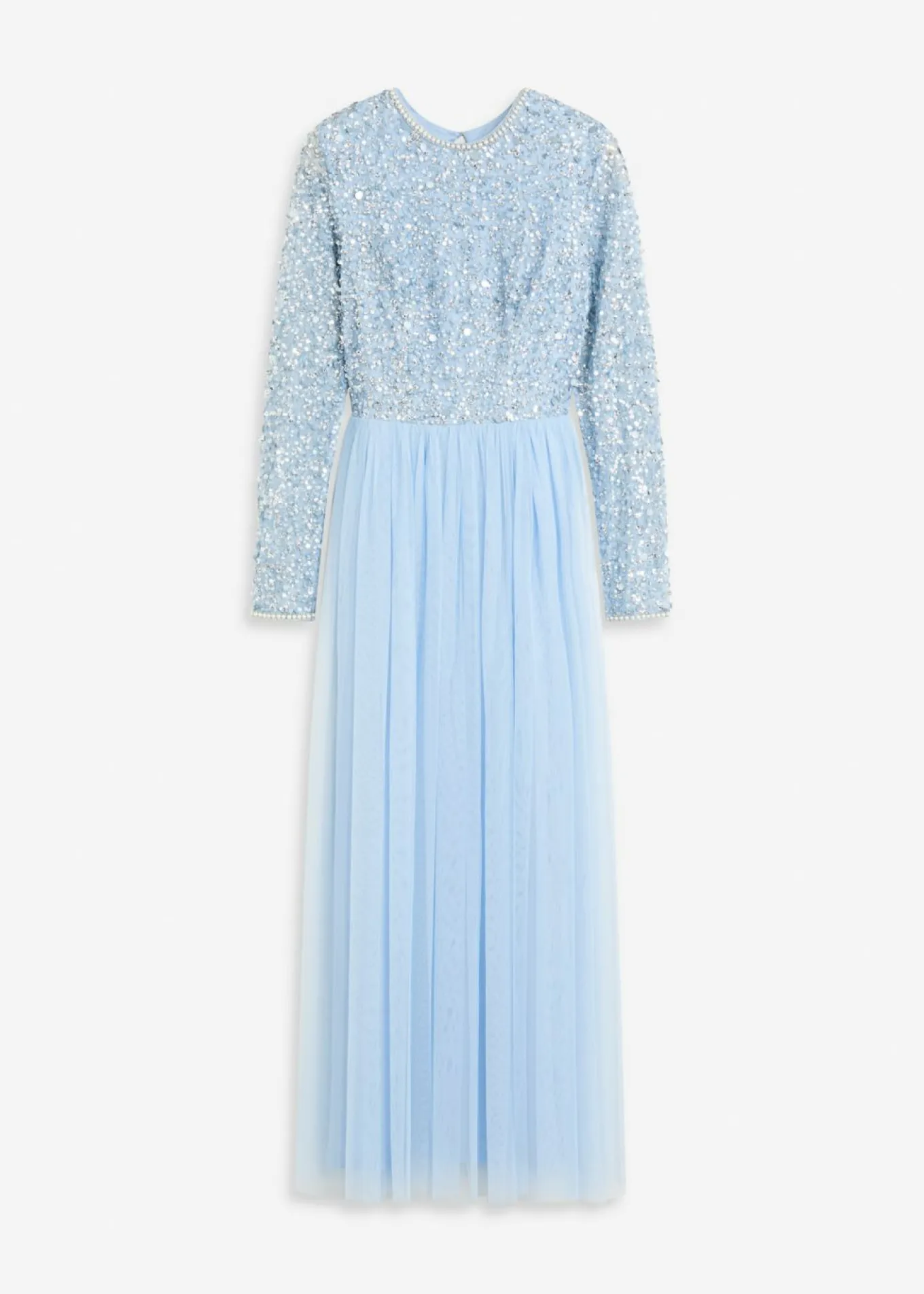 Vestido largo con bordado de lentejuelas