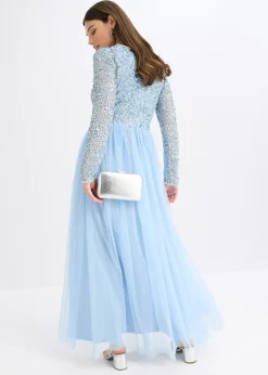 Vestido largo con bordado de lentejuelas