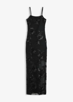 Vestido largo con bordado floral