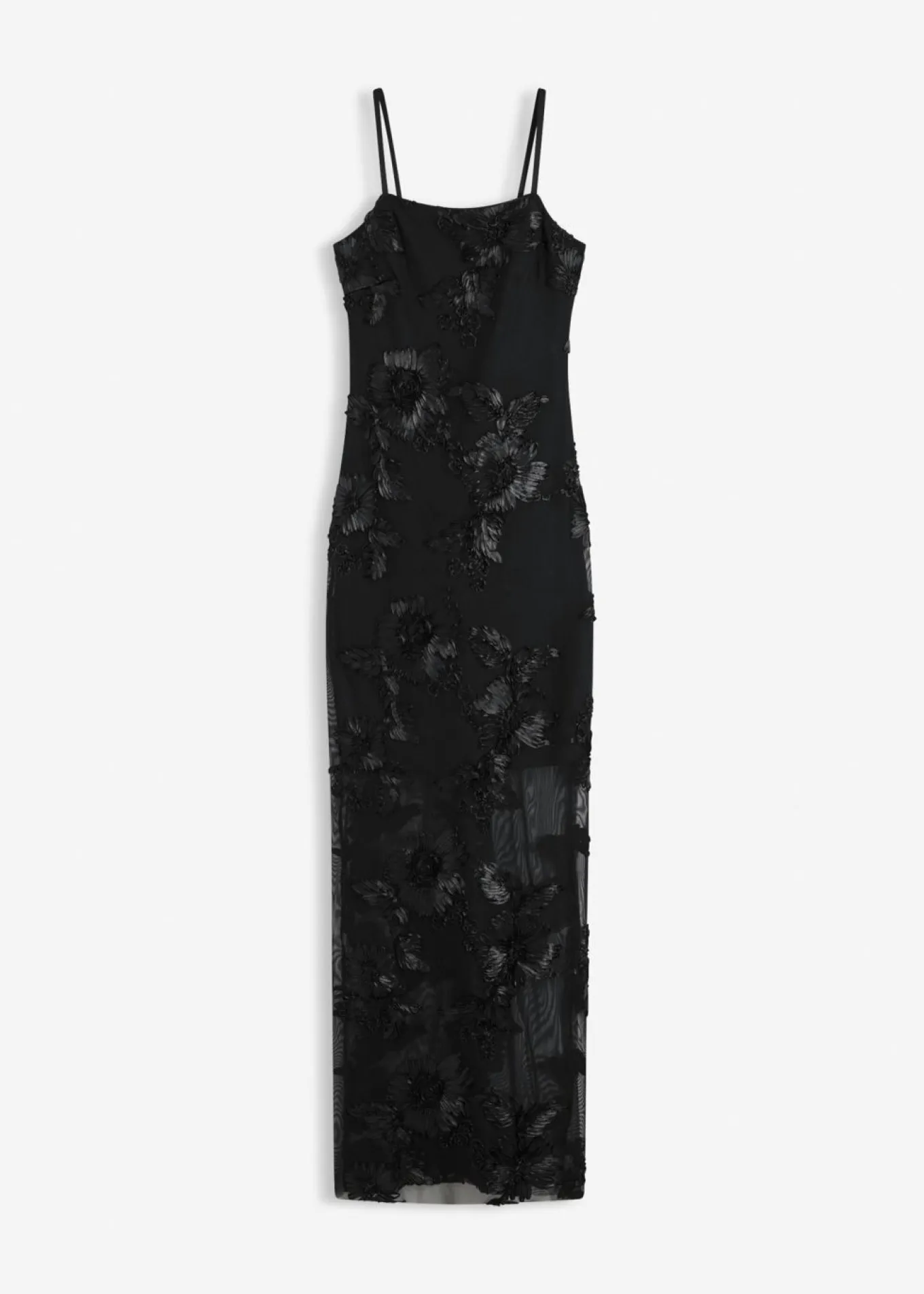Vestido largo con bordado floral