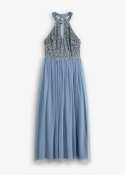 Vestido largo con bordado de lentejuelas