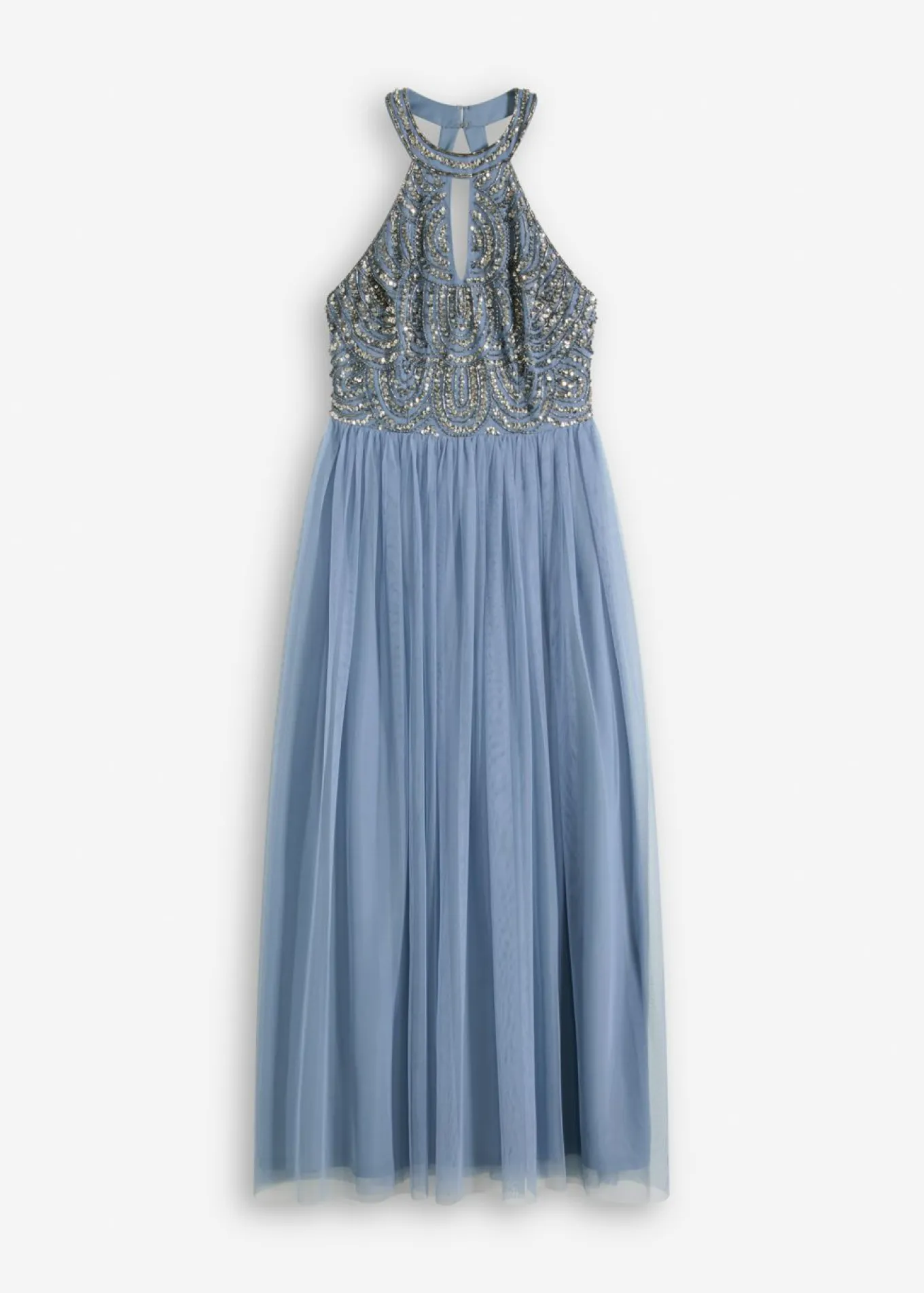 Vestido largo con bordado de lentejuelas