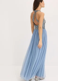 Vestido largo con bordado de lentejuelas