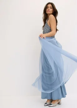 Vestido largo con bordado de lentejuelas
