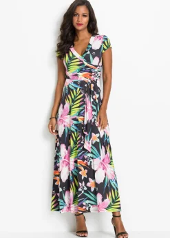 Vestido largo con diseño cruzado