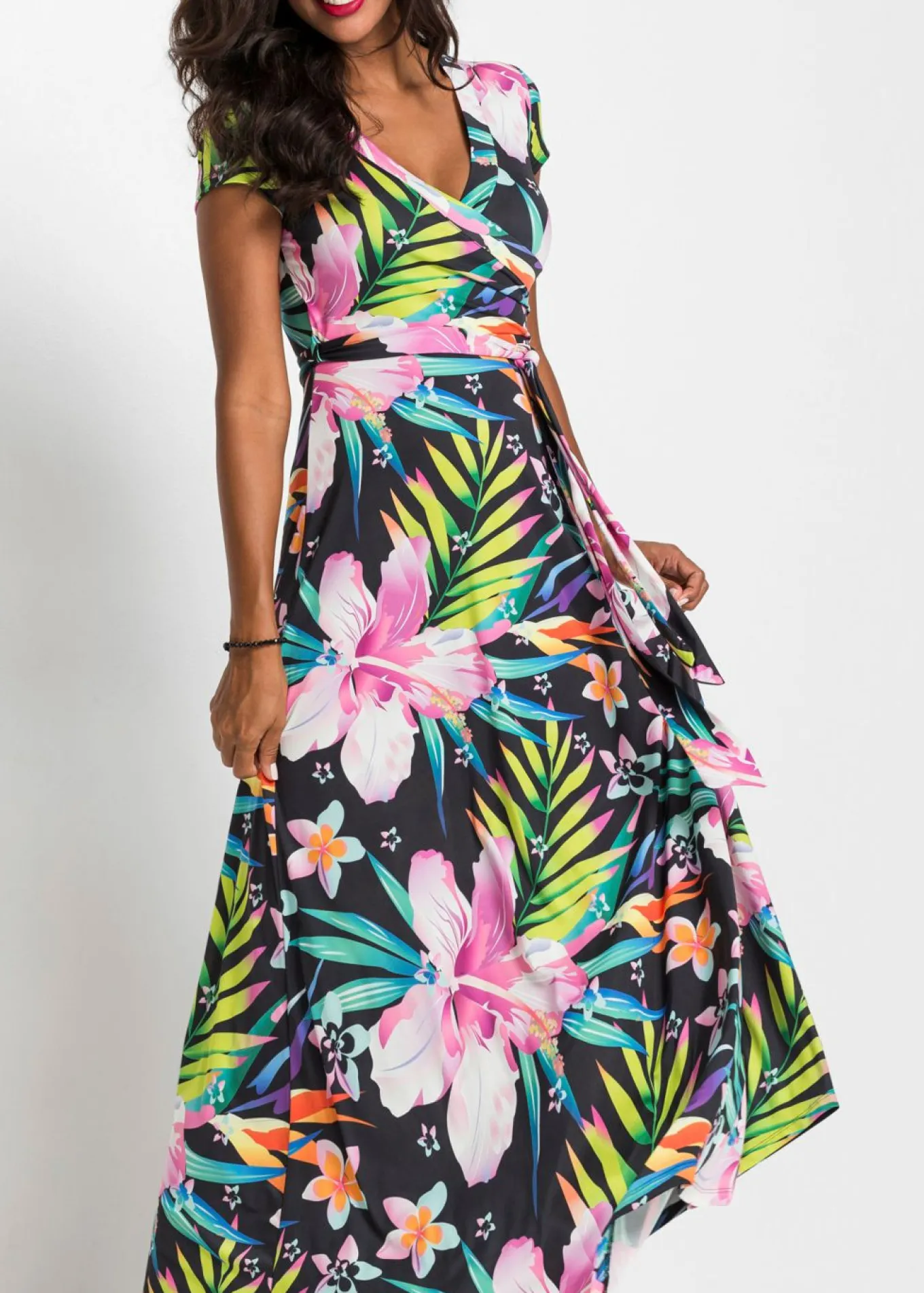 Vestido largo con diseño cruzado