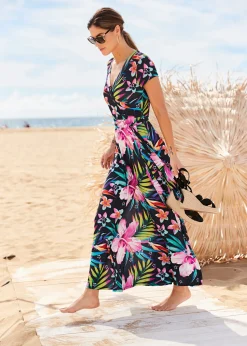 Vestido largo con diseño cruzado