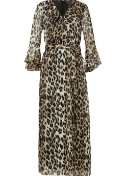 Vestido largo con estampado de leopardo