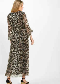 Vestido largo con estampado de leopardo