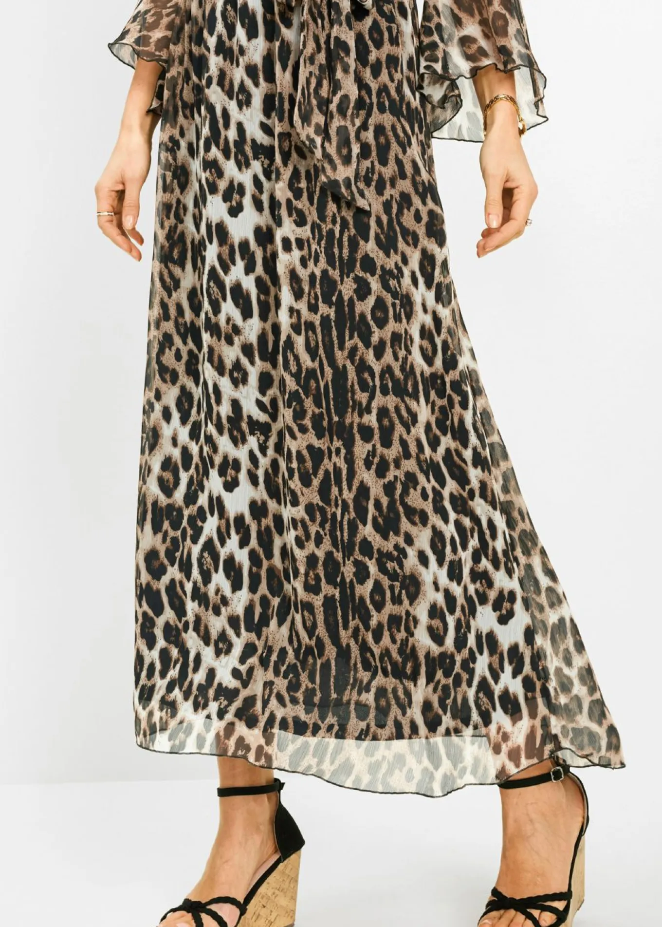 Vestido largo con estampado de leopardo