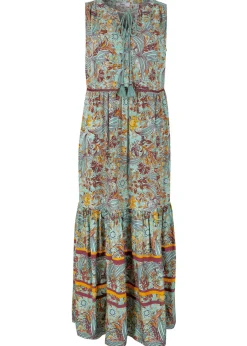 Vestido largo con estampado de cenefas