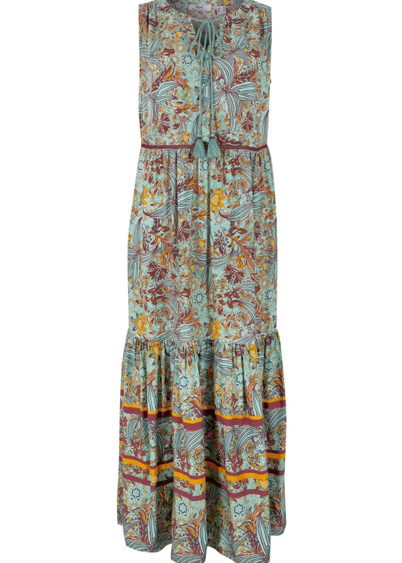 Vestido largo con estampado de cenefas
