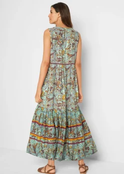 Vestido largo con estampado de cenefas