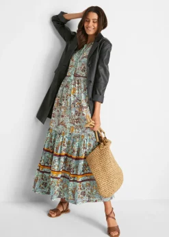 Vestido largo con estampado de cenefas
