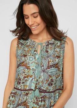 Vestido largo con estampado de cenefas