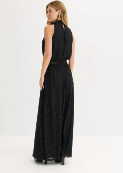 Vestido largo con falda de encaje