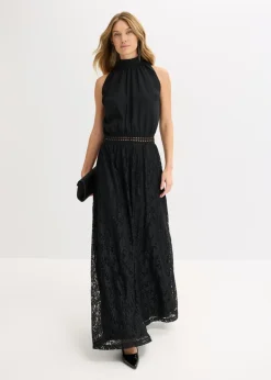 Vestido largo con falda de encaje