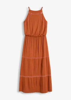 Vestido largo con insertos de ganchillo