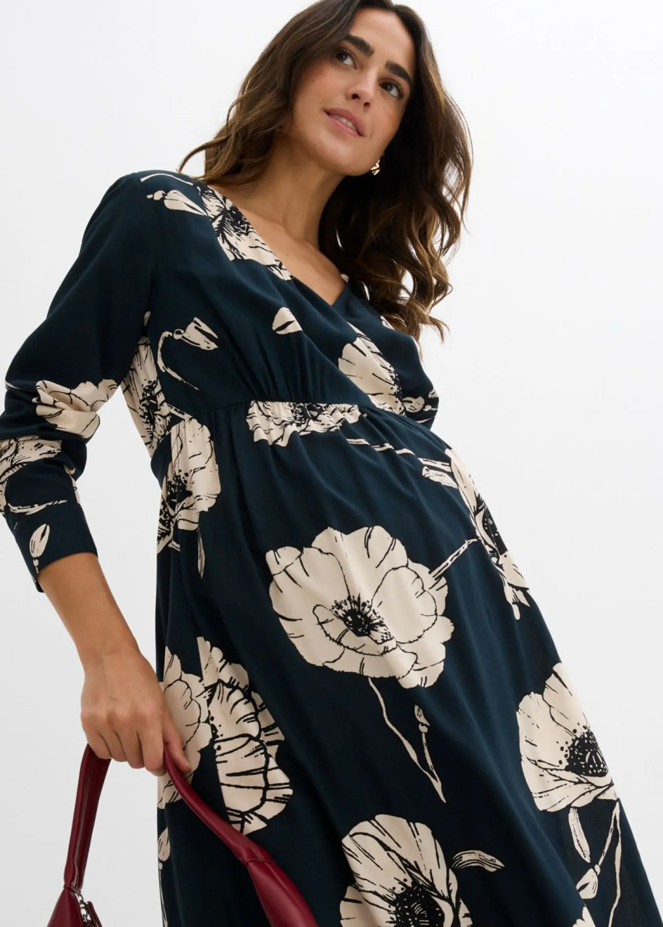 Vestido largo cruzado para durante y después del embarazo