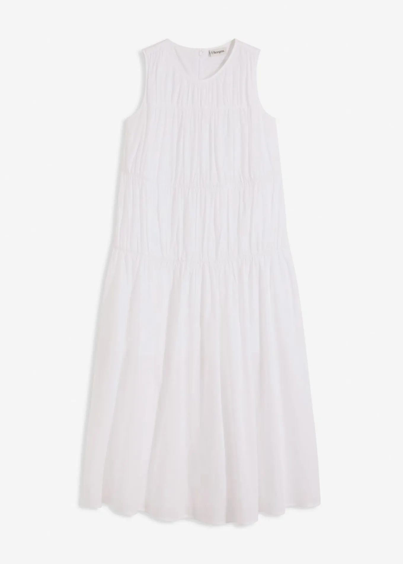 Vestido largo de algodón con fruncidos