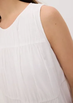 Vestido largo de algodón con fruncidos