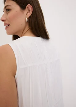 Vestido largo de algodón con fruncidos