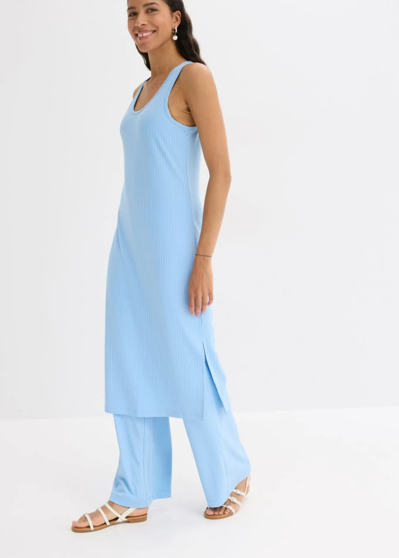 Vestido largo de canalé suave