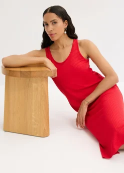Vestido largo de canalé suave