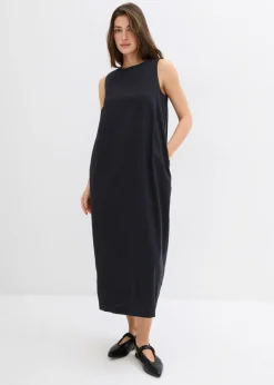 Vestido largo de mezcla de viscosa con bolsillos