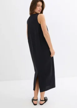 Vestido largo de mezcla de viscosa con bolsillos