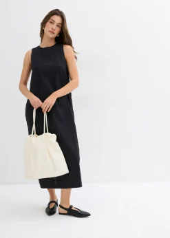 Vestido largo de mezcla de viscosa con bolsillos