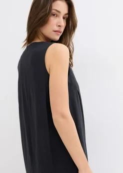 Vestido largo de mezcla de viscosa con bolsillos