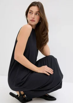 Vestido largo de mezcla de viscosa con bolsillos