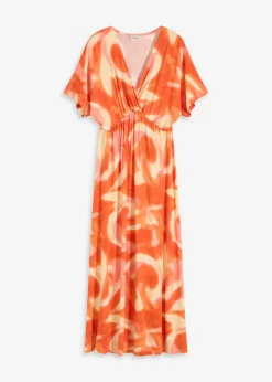 Vestido largo de mezcla de viscosa con estampado batik